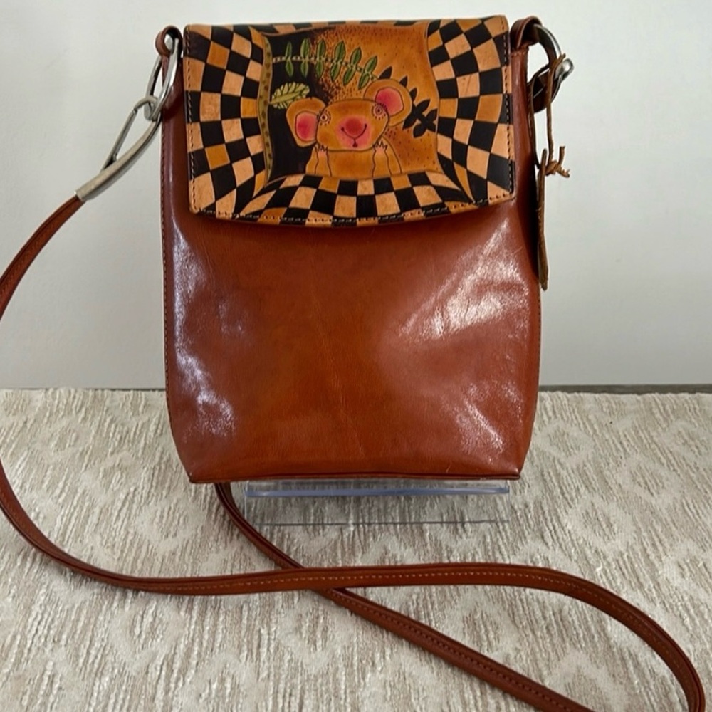 Bambas Work of Art Koala  Bear Print  Flap Over Leather Crossbody - Picture 2 of 5